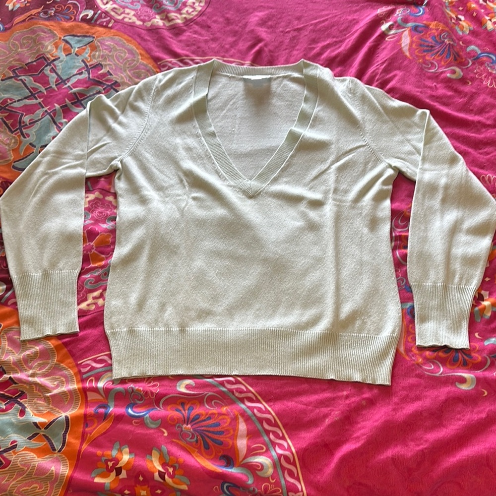 Ann Taylor LOFT Pale Mint Green V Neck Women's Sweater